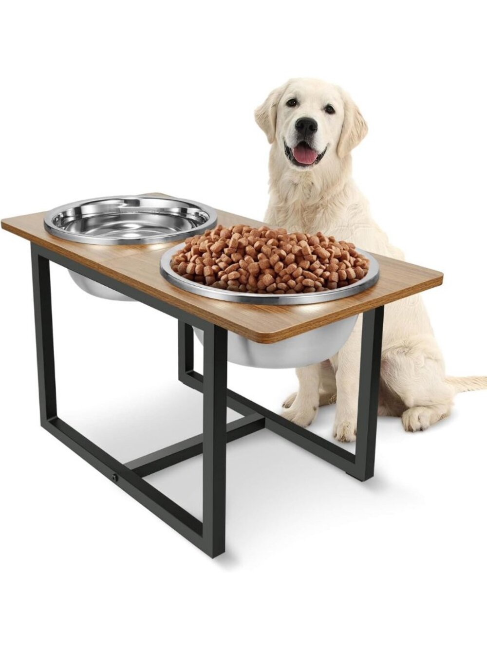 Elevated Dog Bowls for Large Dogs - Adjustable Raised Feeding Stand & Bowls